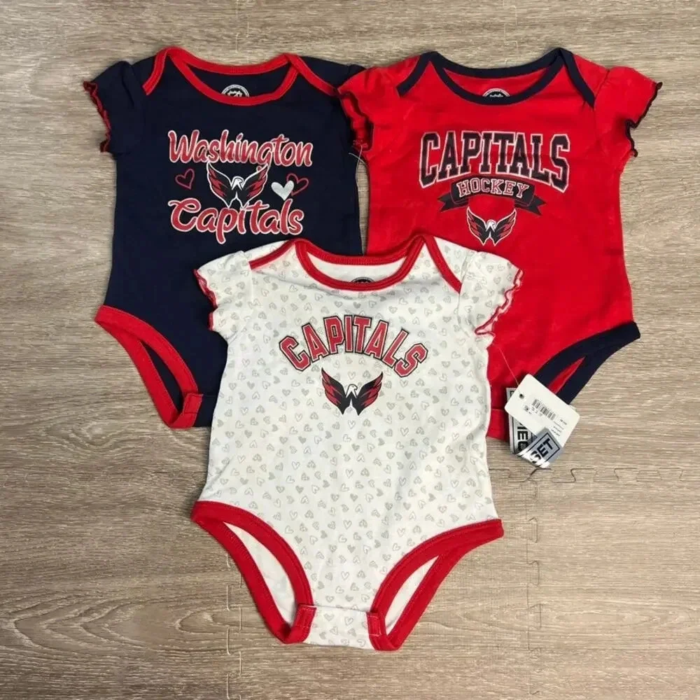 NWT‎ Washington Capitals Infant Bodysuit 3-Pack Multicolor Unisex 12 Months